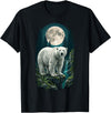 Polar Wilderness Fan Wildlife Lover Polar Bear Full Moon Night Forest Wildlife Nature Lover T-Shirt - Black