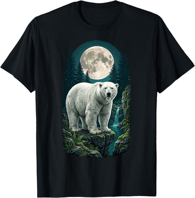 Polar Bear Full Moon Night Forest Wildlife Nature Lover T-Shirt