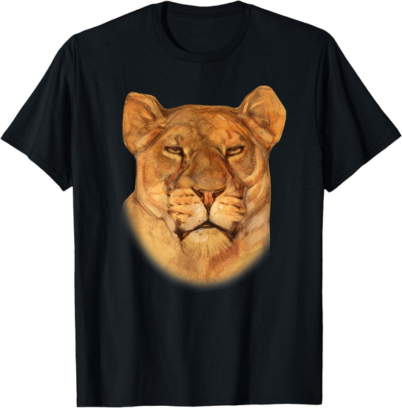 Lion T-shirt Lioness T-shirt Female Lion Face Shirt I love Lions Gift T-Shirt - Black