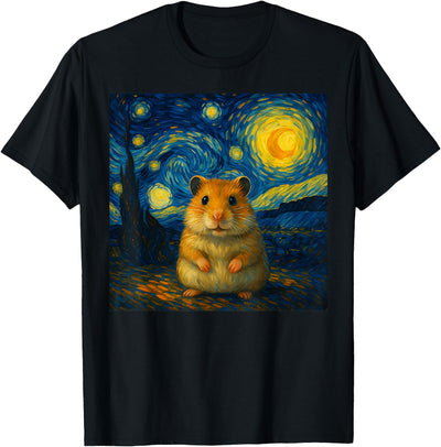 Hamster Starry Night Van Gogh Art for Men Women Kids T-Shirt