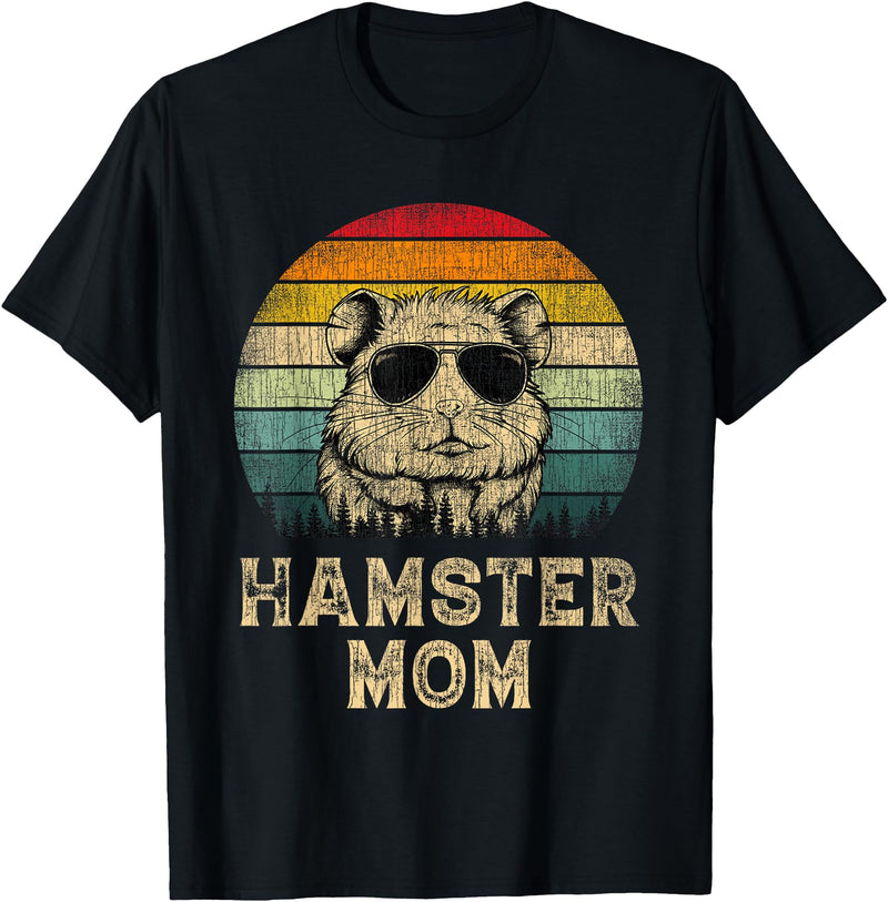 Vintage Hamster Mom Hamster Lovers Mommy Mother's Day T-Shirt - Black