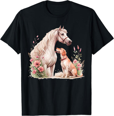 Horse And Dog Companions Forever Horse And Dog Silhouette Love Harmony T-Shirt