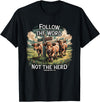 Highland Cow Bible Verse Western Farm Faith Follow the Word Not the Herd Christian Highland Cow Farm T-Shirt - Black