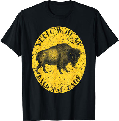 Yellowstone National Park Buffalo Retro Distressed Vintage T-Shirt
