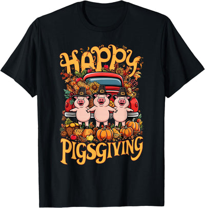 Happy Pigsgiving Pigs Pumpkins Fall Thanksgiving T-Shirt