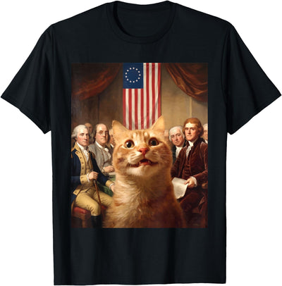 The Liberty Threadworks Co. Cat Selfie 1776 American History Cat Lover T-Shirt