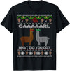 llama shirt collection by Jean Olivier funny llama with hats Christmas look carl what did you do T-Shirt - Black