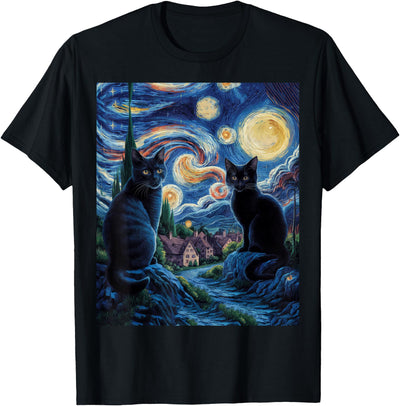 Starry Night Van Gogh Cats Lover Cat Mom Cat Dad Cats Starry Night Van Gogh, For Cat Lover Cat Mom Cat Dad T-Shirt