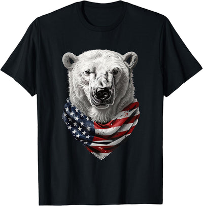 Polar Bear Patriotic USA Aesthetic Polar Bear 4th Of July Patriotic USA Kids Boys Girls Women T-Shirt