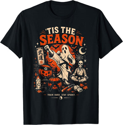 Halloween Pumpkin Ghost Martial Artists Karate Tis The Season Karate Pumpkin Ghost Martial Arts Halloween T-Shirt