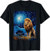 Painting Style Lion Lover Lion Starry Night Van Gogh Style Graphic T-Shirt - Black