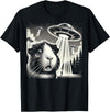 Guinea pig UFO BY TEERA Guinea pig UFO Funny Meme Selfie T-Shirt - Black