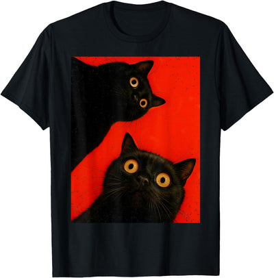 Cat Lover Feline Kitten Pet Owner Men Women Kids Black Cat Peeking Kitten Lover Feline Pet Owner Kitty T-Shirt