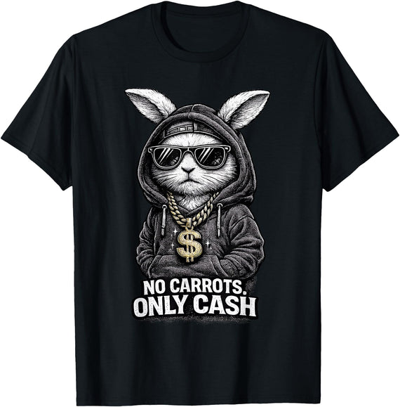 Funny Easter Bunny for Men Streetwear Hip Hop Rabbit T-Shirt in Black