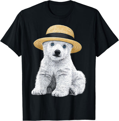 Polar Bear Art Blue Eyes Motif T-Shirt