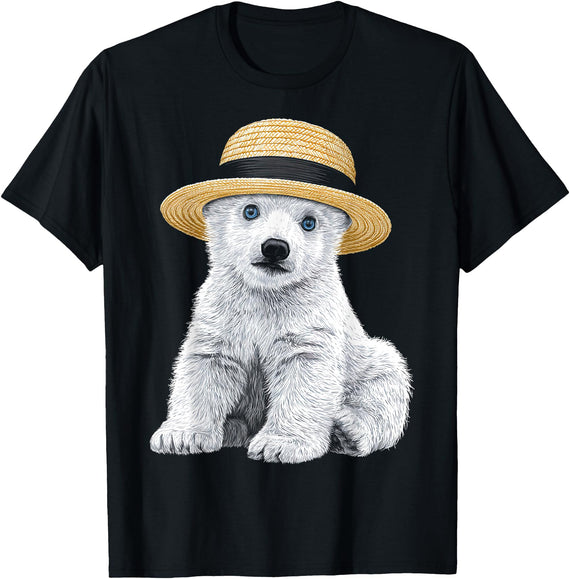 Z00Squad Polar Bear Art Blue Eyes Motif T-Shirt - As Pictured