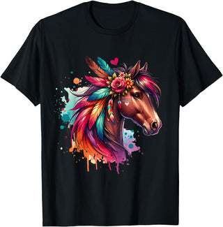 Unique Horse Gifts for Horse Lovers Horses Girls Women Rider Riding Horse Lovers Horse T-Shirt - Black