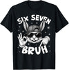 67 Six Seven Bruh Cute Bunny Face with Sunglasses Easter Day T-Shirt in Black
