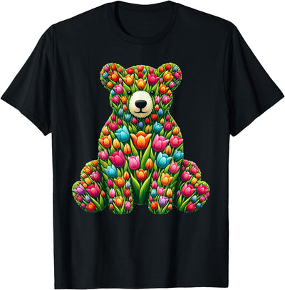 Tulip Bear Flower Gardening Floral T-Shirt