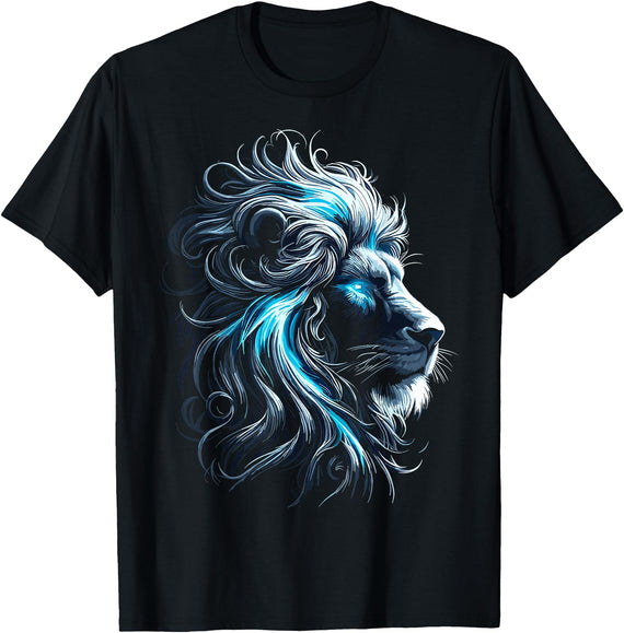 Lion Lover Gifts Lion Blue Eyes Animal Lion T-Shirt - As Pictured