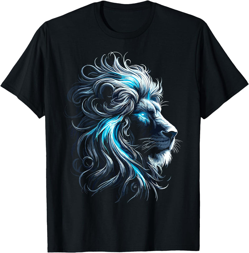 Lion Lover Gifts Lion Blue Eyes Animal Lion T-Shirt - As Pictured
