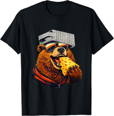 Retro Bear Eating Cheese with a Grater Hat T-Shirt
