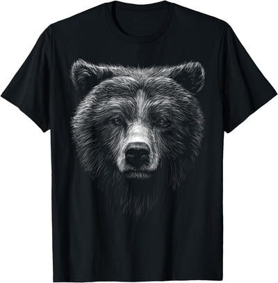 cute brown bear head black art for lovers Wild Bears animals T-Shirt