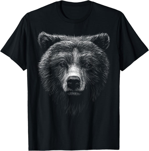black animals art cute brown bear head black art for lovers Wild Bears animals T-Shirt - Black