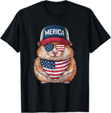 Hamster 4th of July US American Flag Patriotic T-Shirt - Black