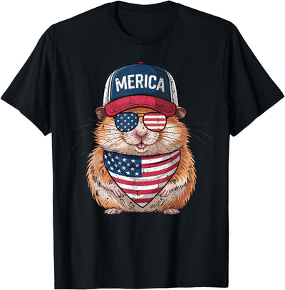 Hamster 4th of July US American Flag Patriotic T-Shirt