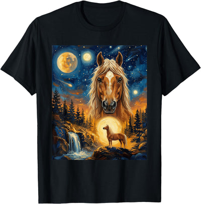 Funny Horse Vintage 90s Graphic Horse Howling to The Moon T-Shirt
