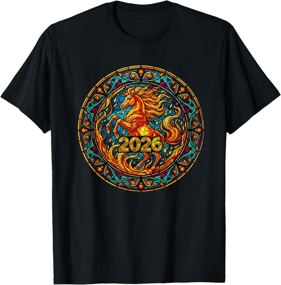 Chinese New Year 2026 Year Of The Fire Horse Lunar 2026 Year of The Fire Horse Chinese New Year Lunar Festival T-Shirt - Black