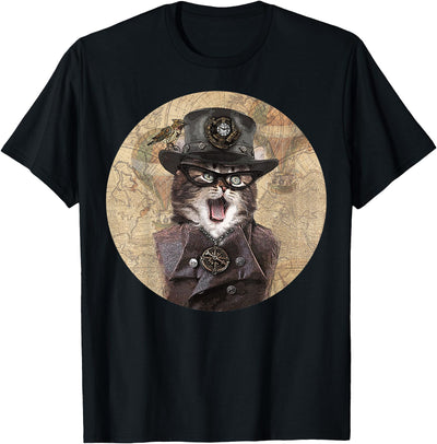 NobleWorks Steampunk Cat - Mens & Womens Soft Lightweight T-Shirt 6554