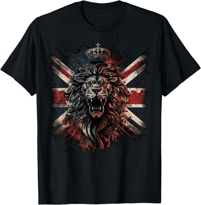 Lion lover on Lion kids, women & men apparel British UK Lion on Great Britain Lion T-Shirt - As Pictured