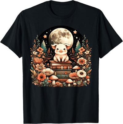 Floral Women Cottagecore Pig Aesthetic T-Shirt