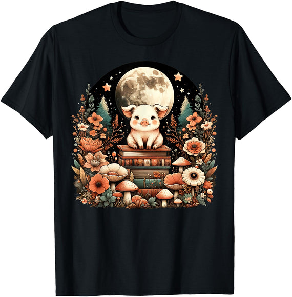 Cute Pig Cottagecore Clothing Floral Women Cottagecore Pig Aesthetic T-Shirt - As Pictured