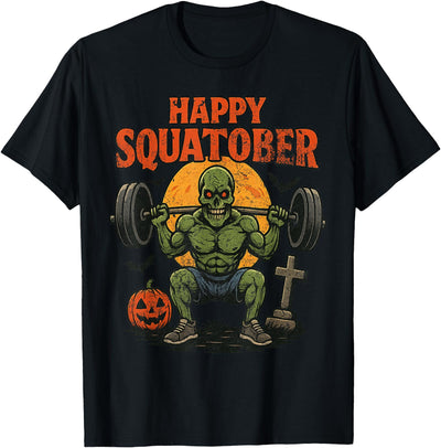 Halloween Monster Spooky Gym and Fitness Leg Day Happy Squatober Leg Day Challenge Vintage Halloween Zombie T-Shirt