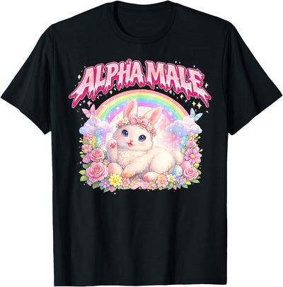 Alpha Male Cute Bunny Rainbow T-Shirt