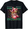 Christmas Sweater Tshirt For Men Women Santa Claus Christmas Family Xmas Ugly Christmas Outfit Merry Pig T-Shirt - Black