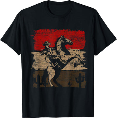Geschenk Cowboy Liebhaber Country Cowboy Texas Animal Horse Cowboy T-Shirt Black Unisex-Adults Unisex-Kids Classic Fit Short Sleeve Cotton 60% Polyester 40% Small