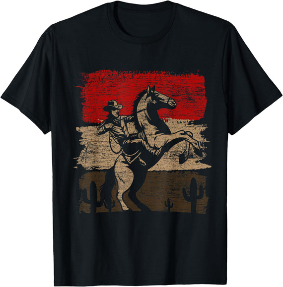Geschenk Cowboy Liebhaber Country Cowboy Texas Animal Horse Cowboy T-Shirt Black Unisex-Adults Unisex-Kids Classic Fit Short Sleeve Cotton 60% Polyester 40% Small - Black