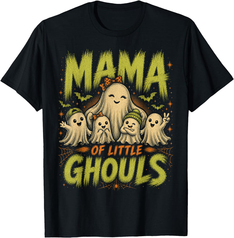 Mama of Little Ghouls Halloween Clothing BB Funny Halloween Mom Shirt Mothers Day Mama of Little Ghouls T-Shirt - Black
