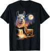 Vintage 90s Graphic Llama Howling to The Moon Llama Howling to The Moon Weird Meme Funny 90's Llama Alpaca T-Shirt - As Pictured