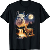 Vintage 90s Graphic Llama Howling to The Moon Llama Howling to The Moon Weird Meme Funny 90's Llama Alpaca T-Shirt - As Pictured