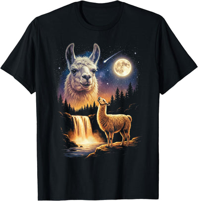 Vintage 90s Graphic Llama Howling to The Moon Llama Howling to The Moon Weird Meme Funny 90's Llama Alpaca T-Shirt