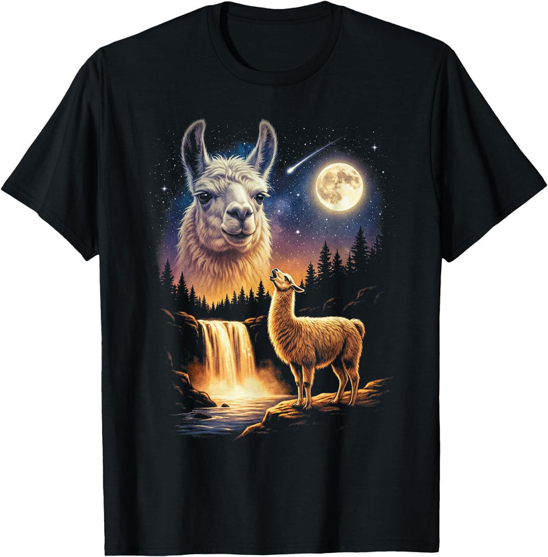 Vintage 90s Graphic Llama Howling to The Moon Llama Howling to The Moon Weird Meme Funny 90's Llama Alpaca T-Shirt - As Pictured