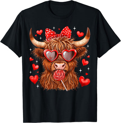Highland Cow Valentine't Shir't Heifer Western Valentine T-Shirt