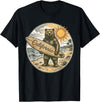 Retro Coastal Surf Bear Vintage Beach Apparel Vintage California Surf Bear Beach Retro Coastal Summer T-Shirt - Black