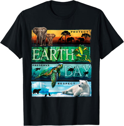 Earth Day Wildlife Four Panel T-Shirt