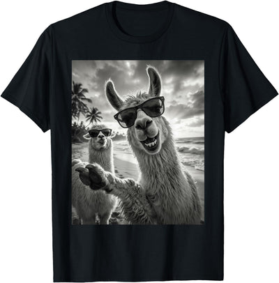 Funny Llama Stuff Accessories & Gifts Cool Llama Selfie At The Beach, Cute Llamas Alpaca T-Shirt
